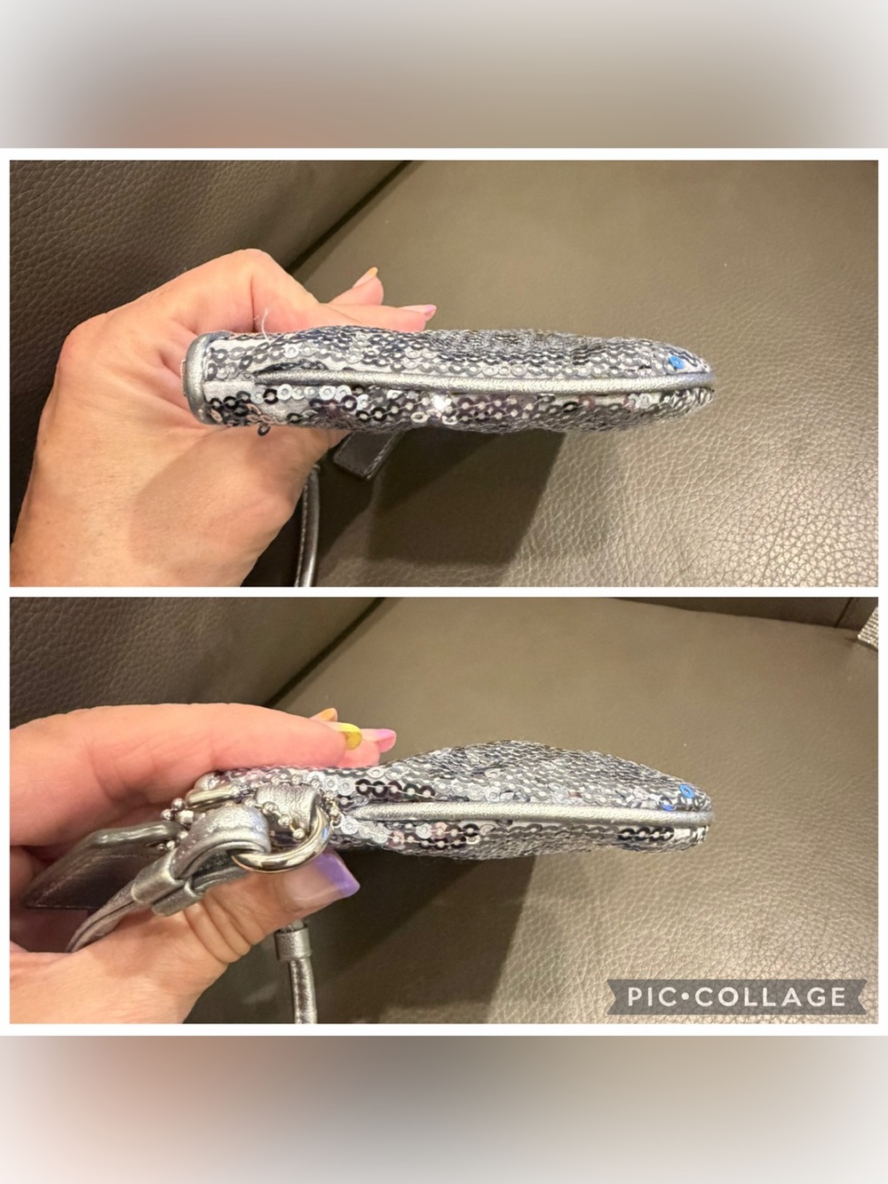 Coach Silver Sequin Wristlet - Picture 7 of 7